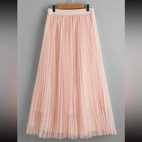 Boho khaki pleated mesh skirt - Picture 11 of 16